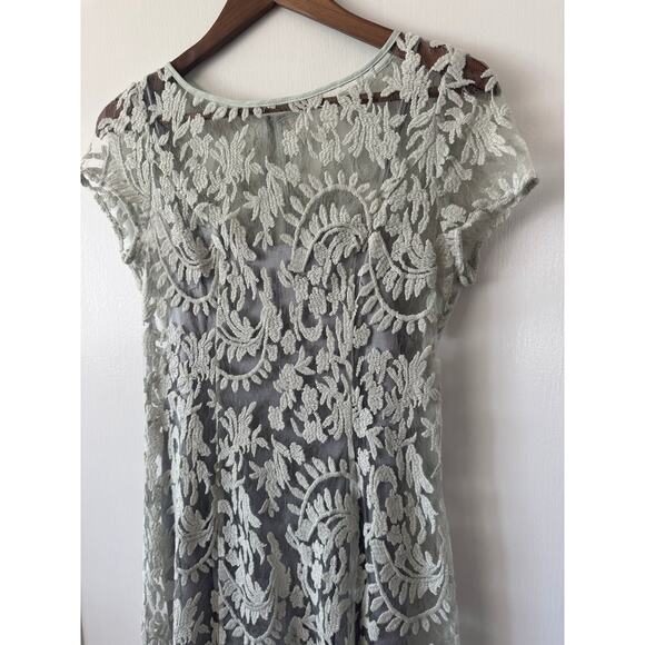 Adrianna Papell Mint Green Lace Overlay Keyhole Back Sheath Dress Size 4 - Picture 6 of 15